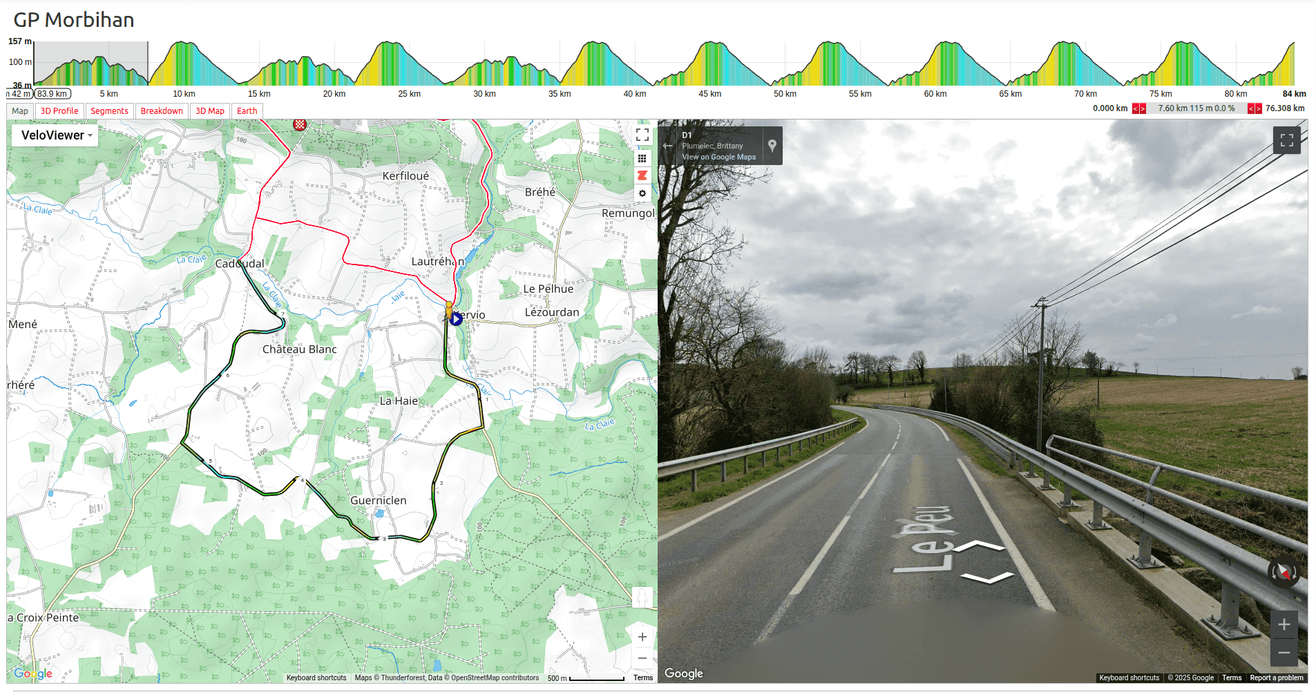 Detailed profile of the large Grand Prix du Morbihan lap