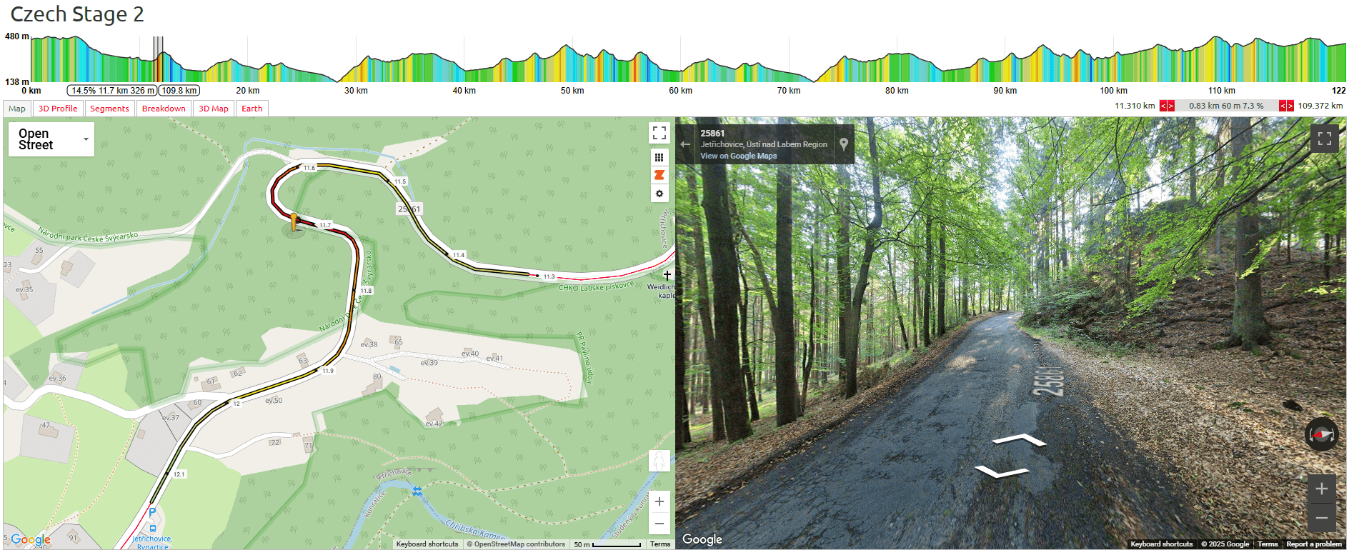 11.3km (and 55km): Steep Climb map