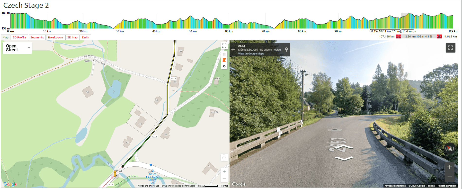 Tour de Feminin 2025 Stage 2 Course Analysis: 107km - goes from main road to narrow into the 1km climb