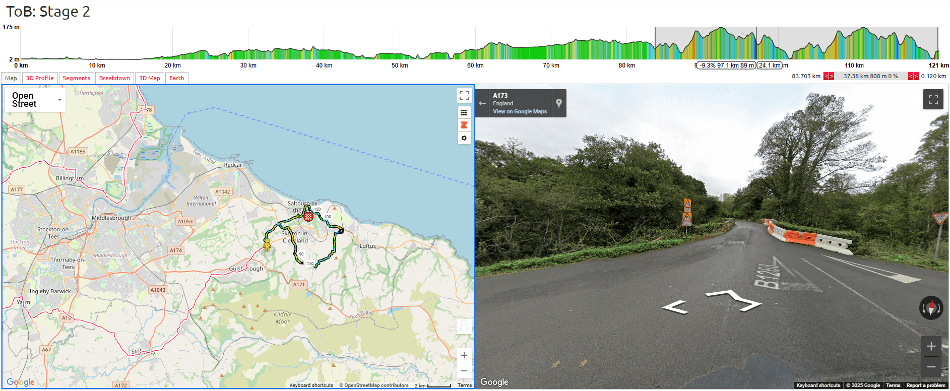 Tour of Britain Women 2025 Stage 2 Course Analysis: 83.5km: Left turn up narrow climb onto the Redcar/East Cleveland circuit