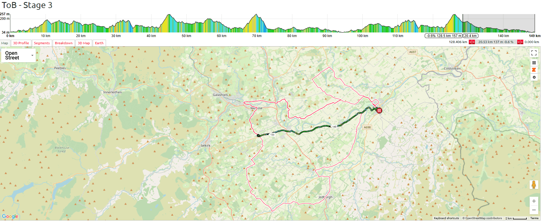 Tour of Britain Women 2025 Stage 3 Course Analysis: Final Run to Kelso (128-143.8km)